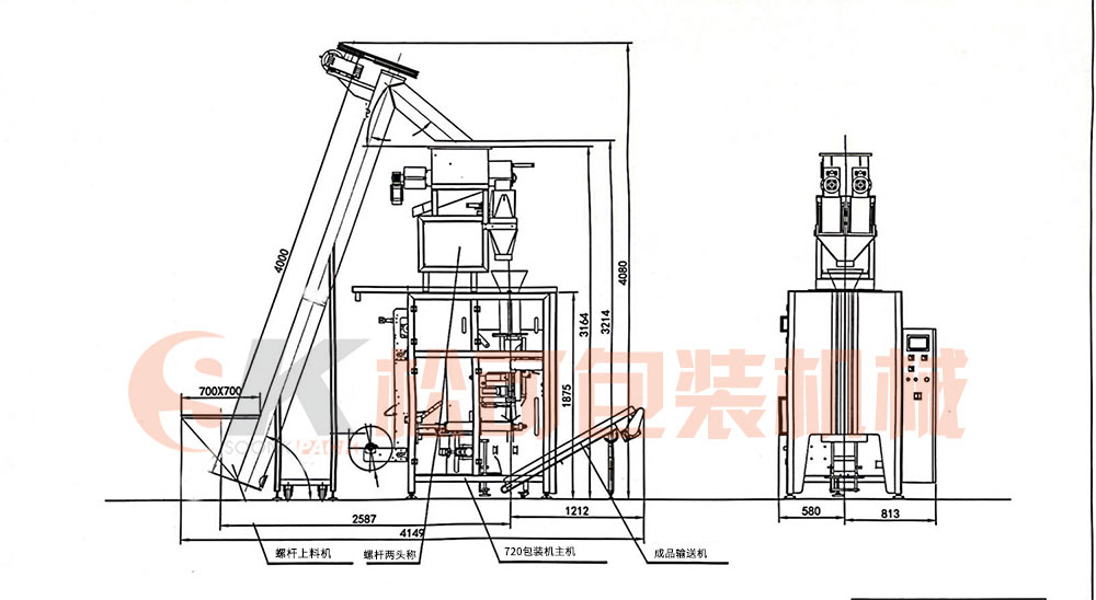 全自動3公斤衛(wèi)生碎冰塊包裝機(jī)示意圖